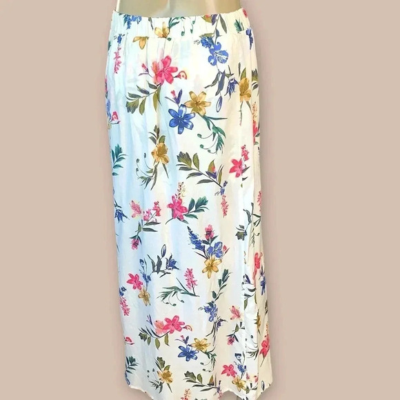 Joe B Tropical Romper Shorts Overlay Open Maxi Skirt Size L Tie Waist Pull On - Picture 8 of 16